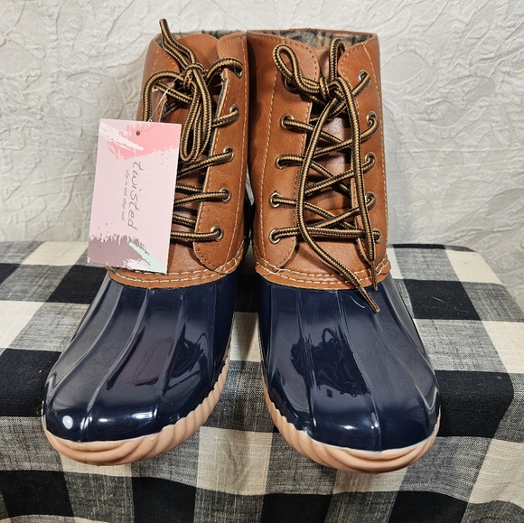Twisted Shoes Becca 04 Lace-Up Duck Boots Navy - Picture 5 of 9